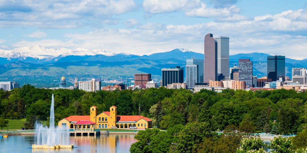 Denver Colorado downtown with City Park