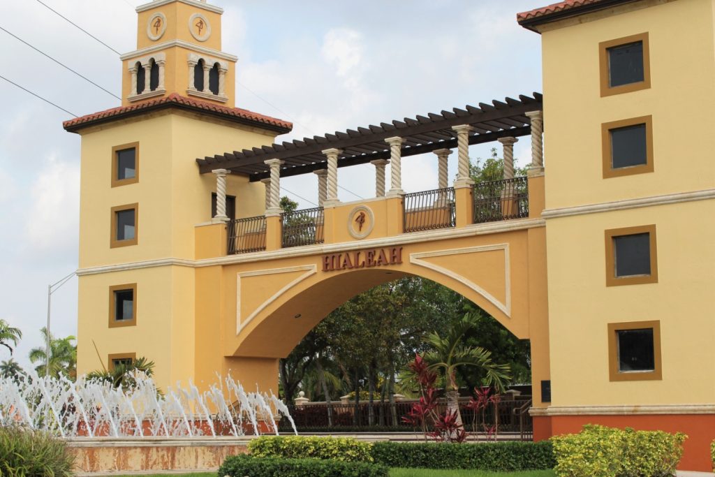 City of Hialeah welcome entrance plaza.