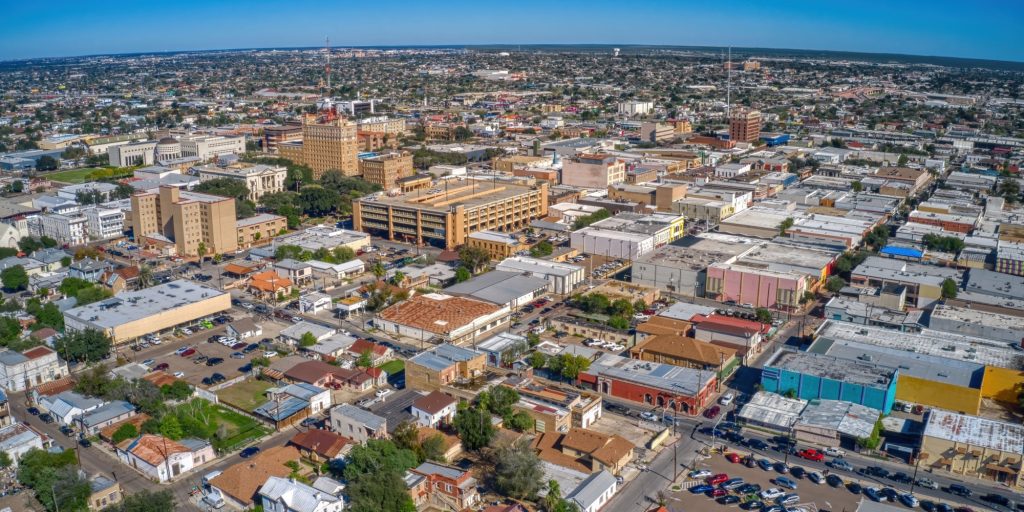 Aerial View of the Popular Border Crossing of Laredo, Texas and Nuevo Laredo, Tamaulipas